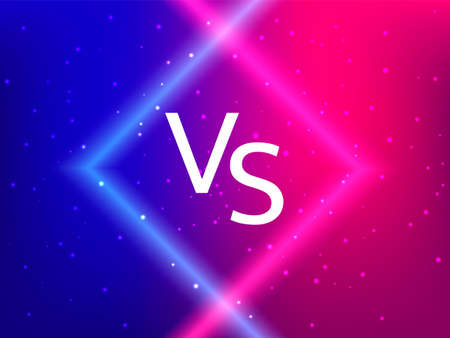 Vector stock illustration. Blue and red neon background with lights for game competition. Versus letters.のイラスト素材