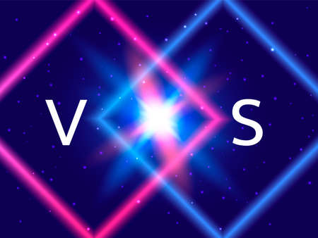 Vector stock illustration. Blue and red neon background with lights for game competition. Versus letters.のイラスト素材