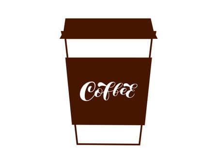 Coffee to go cup with lettering Coffee. Vector stock illustration for banner or poster, home decorのイラスト素材
