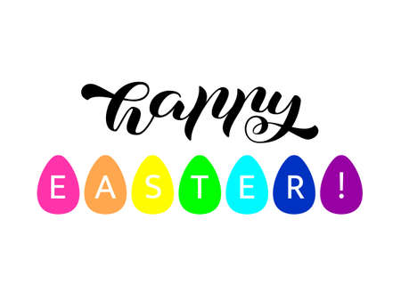 Happy Easter brush lettering. Vector stock illustration for card or poster