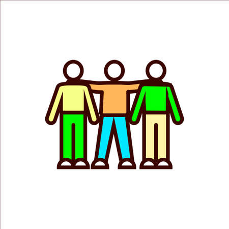 Friendship color flat icon. Collaboration. Customizable linear contour symbol. Isolated vector stockのイラスト素材