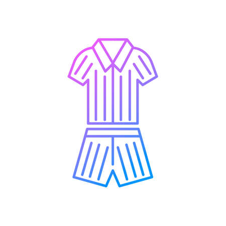 Home clothes set outline icon. Striped shirt and shorts.のイラスト素材