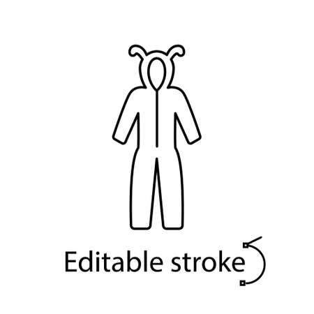 Funny jumpsuit outline icon. Homewear and sleepwear. Customizable linear contour symbol. Editable stroke. Isolated vector stock illustrationのイラスト素材