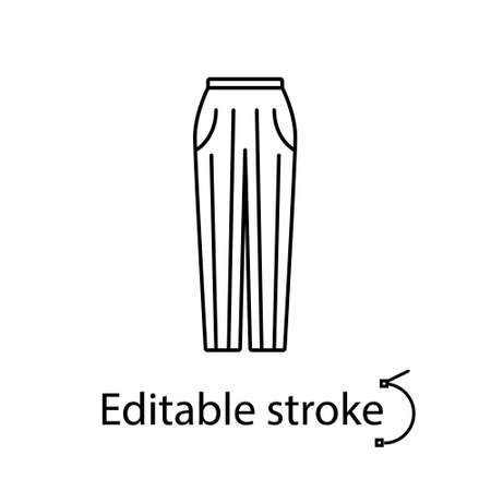 Striped home trousers outline icon. Homewear and sleepwear. Customizable linear contour symbol. Editable stroke. Isolated vector stock illustration.のイラスト素材