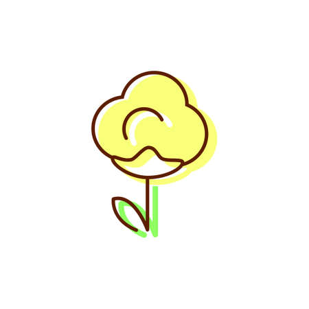 Organic recyclable cotton flat icon. Eco friendly material. Fabric feature. Fiber type. Color symbol. Isolated vector stock illustrationのイラスト素材