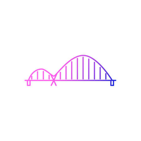Crescent bridge outline icon. Landmark of New Taipei in Taiwan. Oriental custom. Asian item. Purple...