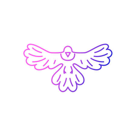 Magpie bird outline icon. Taiwanese endemic animal. Oriental custom. Asian item. Purple gradient symbol. Isolated vector stock illustrationのイラスト素材
