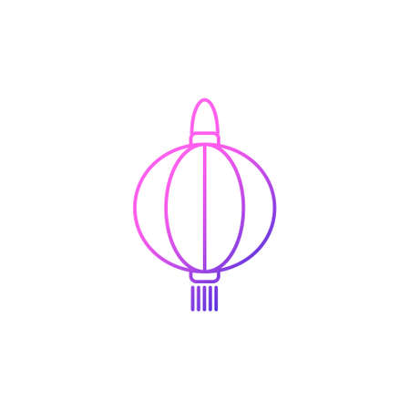 Taiwanese paper lantern festival outline icon. Taiwan. Oriental custom. Asian item. Purple gradient symbol. Isolated vector stock illustrationのイラスト素材