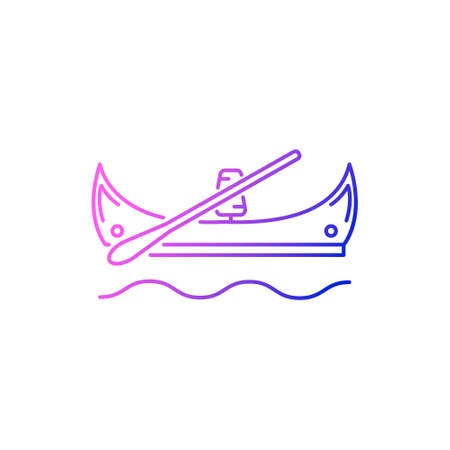 Taiwanese canoes outline icon. Oriental boat. Asian gondola. Purple gradient symbol. Isolated vector stock illustrationのイラスト素材