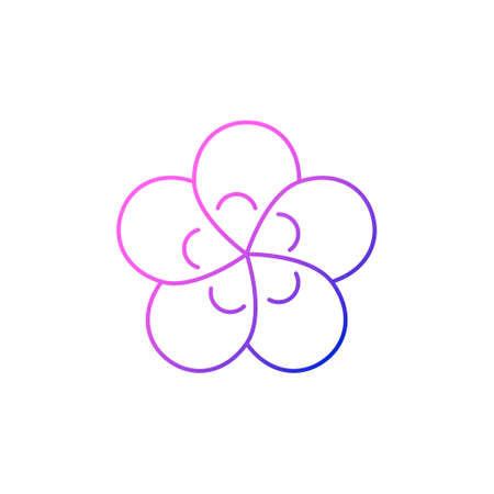 Taiwanese flower outline icon. Taiwan. Plum blossom. Oriental custom. Asian item. Purple gradient symbol. Isolated vector stock illustrationのイラスト素材