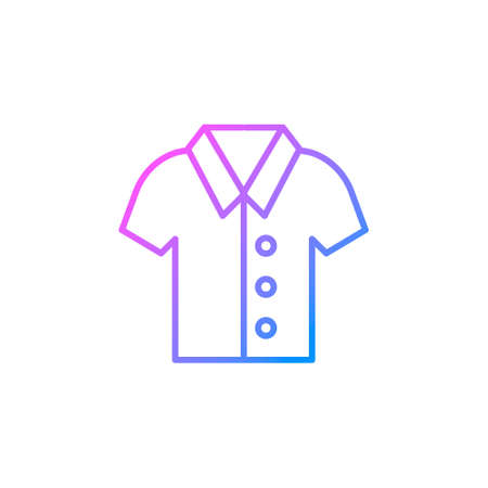 Classic short-sleeved shirt outline icon. Homewear and sleepwear. Purple gradient symbol. Isolated vector stock illustrationのイラスト素材