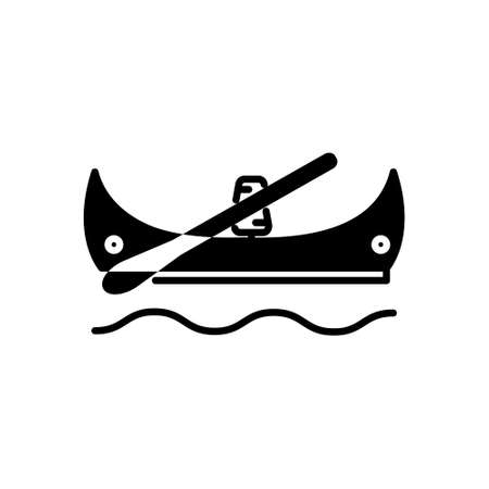 Taiwanese canoes glyph icon. Oriental boat. Asian gondola. Black filled symbol. Isolated vector stock illustrationのイラスト素材