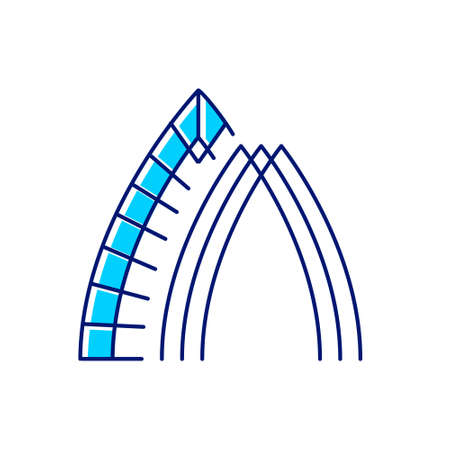 Glass arch flat icon. Taiwan. Oriental Taiwanese building. Asian item. Color filled symbol. Isolated vector stock illustrationのイラスト素材