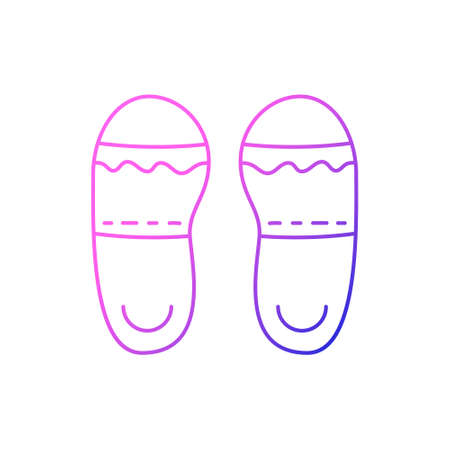 Taiwan slippers outline icon. Taiwanese walking shoes. Oriental footwear. Asian item. Purple gradient symbol. Isolated vector stock illustrationのイラスト素材