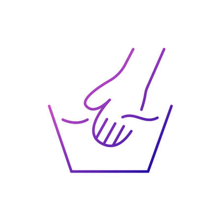 Delicate care and handwash textile outline icon. Fabric feature. Fiber type. Gradient symbol. Isolated vector stock illustrationのイラスト素材