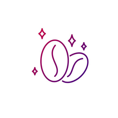 Coffee beans with flavor outline icon. Purple gradient symbol. Isolated vector stock illustrationのイラスト素材