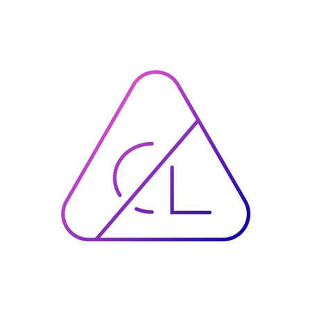 Stop chlorine bleaching material label outline icon. Fabric feature. Gradient symbol. Isolated vector stock illustrationのイラスト素材