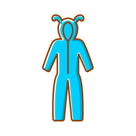 Funny blue jumpsuit flat icon. Homewear and sleepwear. Color filled symbol. Isolated vector stock illustrationのイラスト素材