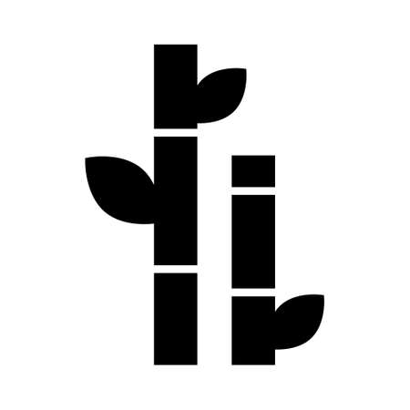 Bamboo material glyph icon. Fabric feature. Textile industry. Different properties of fiber. Indian cane. Black symbol. Isolated vector stock illustrationのイラスト素材