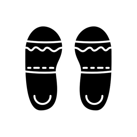Taiwan slippers glyph icon. Taiwanese walking shoes. Oriental footwear. Asian item. Black filled symbol. Isolated vector stock illustrationのイラスト素材