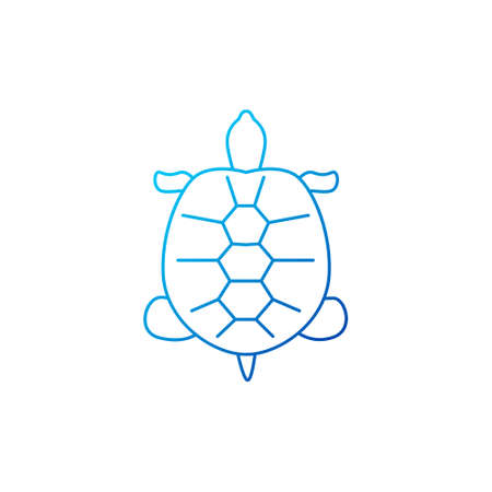 Turtle outline icon. Maldives marine life. Coral island. Exotic vacation. Blue gradient symbol. Isolated vector stock illustrationのイラスト素材