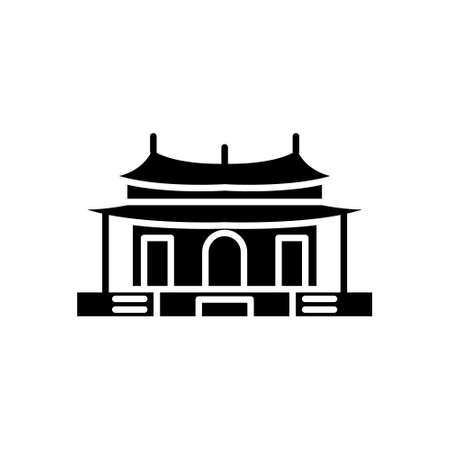 Taipei Confucius Temple in dalongdong Taipei glyph icon. Taiwan. Oriental custom. Pagoda. Black filled symbol. Isolated vector stock illustrationのイラスト素材
