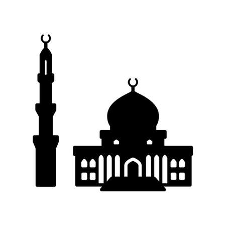 Islamic center in Male glyph icon. Maldives culture. Exotic vacation. Tropical resort. Black filled symbol. Isolated vector stock illustrationのイラスト素材