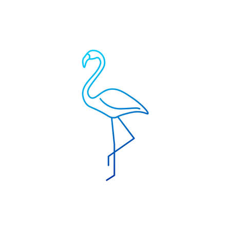 Flamingo outline icon. Maldives, Africa animal. Exotic vacation. Blue gradient symbol. Isolated vector stock illustrationのイラスト素材