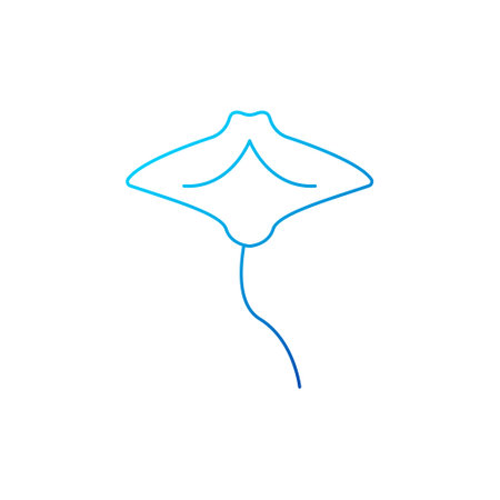 Stingray outline icon. Maldives animal. Underwater entertainment. Blue gradient symbol. Isolated vector stock illustrationのイラスト素材