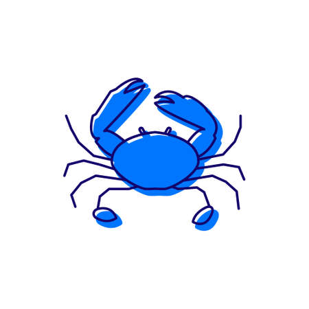 Crab outline icon. Maldives seafood. Marine life. Color filled symbol. Isolated vector stock illustrationのイラスト素材