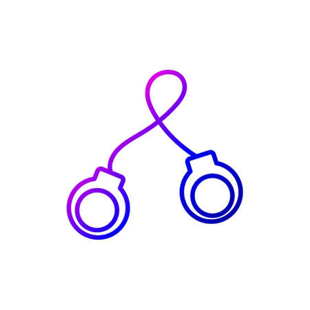 Handcuffs outline icon. Sex shop toy. Prison concept. Purple gradient symbol. Isolated vector stock illustrationのイラスト素材