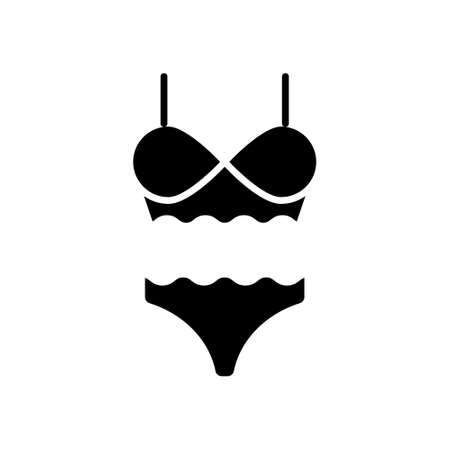 Woman lingerie glyph icon. Sex shop and swimming wear. Black filled symbol. Isolated vector stock illustrationのイラスト素材