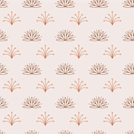 Minimal botanical seamless pattern. abstract bushes and fans. Boho lutus design. Bohemian style for clothing, textile and background. Vector stock illustrationのイラスト素材
