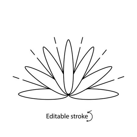 Celestial bush outline icon. Sunny floral emblem. Bohemian sign. Elegant flower for company branding. Editable stroke. Isolated vector stock illustrationのイラスト素材