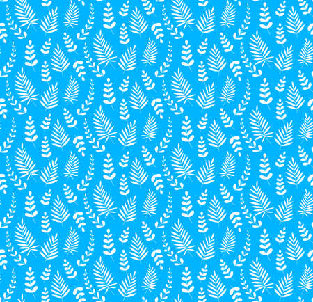 Gentle botanical seamless pattern. Bohemian style with abstract grass. blue textile. Minimal hand drawn elements. Vector stock illustrationのイラスト素材