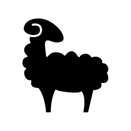Lamb glyph icon. Farm and zoo. Sheepmeat shop. Black silhouette symbol isolated white background.のイラスト素材