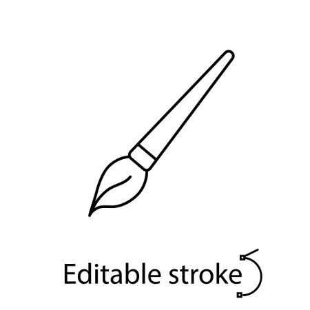 Brush line icon. Art school. Draw and learn concept. Back to school design. Minimal symbol. Customizable linear item. Editable stroke. Isolated vector stock illustrationのイラスト素材