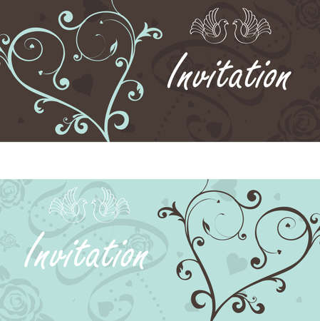 Wedding announcement with doves, vector のイラスト素材