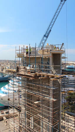 Structure construction in harbor.