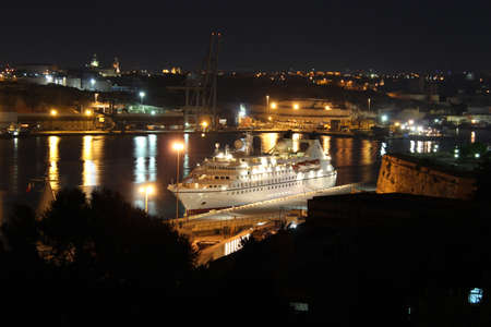 Valletta harbor at nightの写真素材