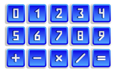 Blue numeric button set isolated - vector illustrationのイラスト素材