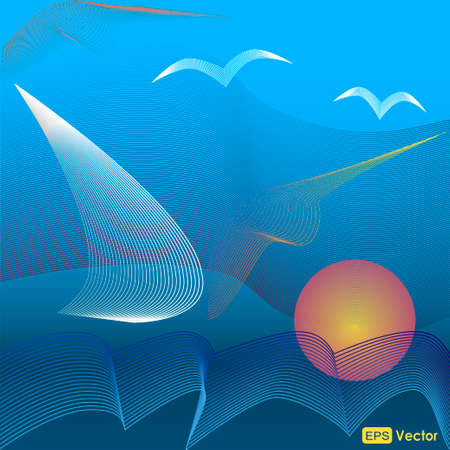 Sea design vector background with parallel linesのイラスト素材