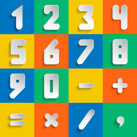 Simple form number and sign set on colored background. Vector background or separate elementsのイラスト素材