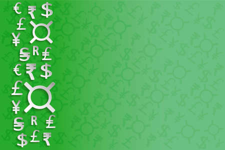 Paper Currency Signs on green background or separate elementsのイラスト素材