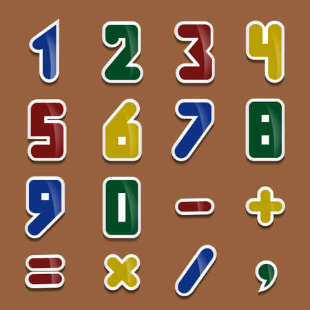 Simple form number and sign set. Vector illustration background or separate colored stickers.のイラスト素材