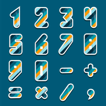 Simple form number and sign set. Vector illustration background or separate striped stickers.のイラスト素材