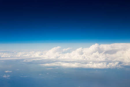 Sky clouds background. View from aboveの写真素材