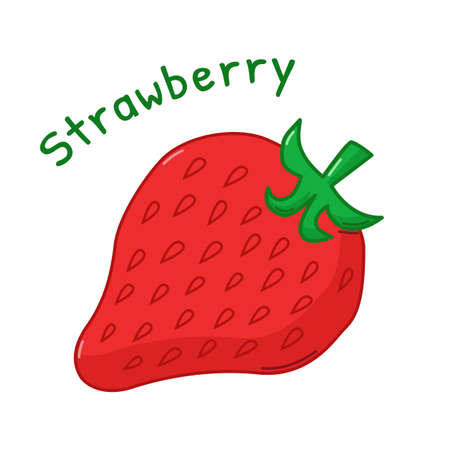 Isolated icon of raw strawberry with nameのイラスト素材