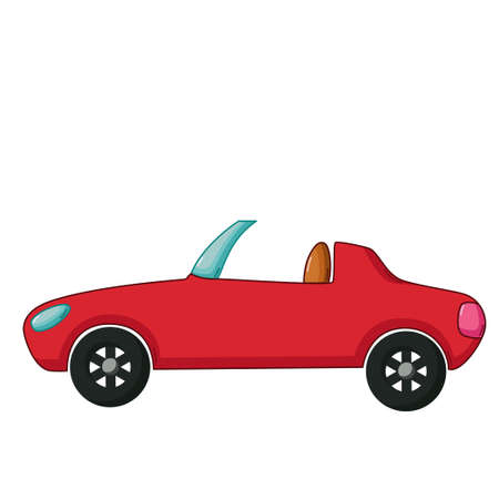 Urban transport icon in cartoon style isolated on white background. Red cabrioletのイラスト素材