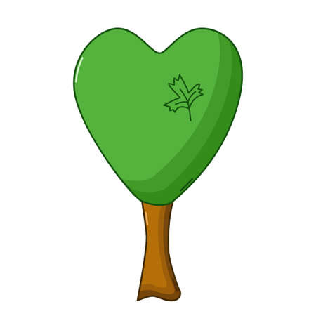 Heart tree icon in cartoon style isolated on white backgroundのイラスト素材
